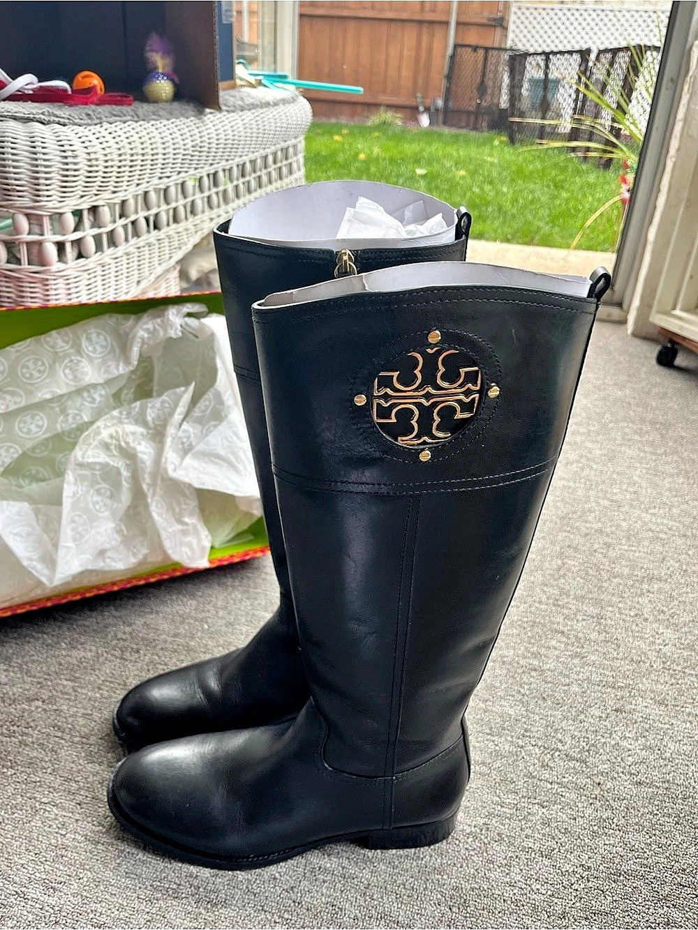 Tory Burch Kiernan 35mm Riding Boot Boots Black US 9.5